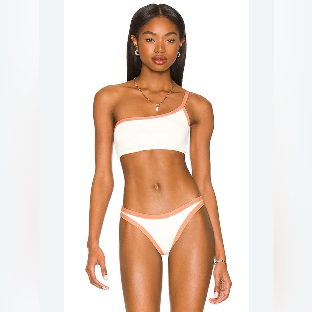 L*Space White and Peach Bikini